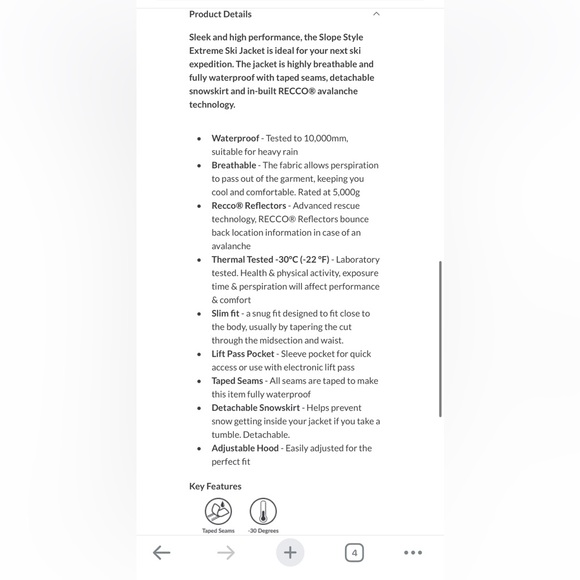 Slopestyle Extreme Womens Slim Fit Ski Jacket for -30C or -22F - Picture 11 of 11